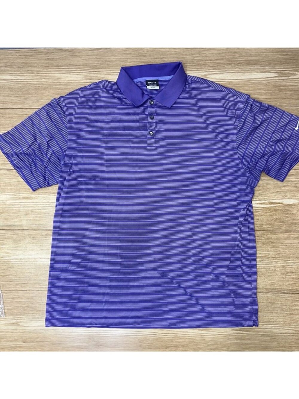 Nike Golf Dri-FIT Polo Mens Purple Striped Short Sleeve Performance Shirt XXL